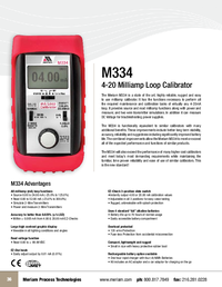 Thumbnail of document Data Sheet - M334 Milliamp Loop Calibrator